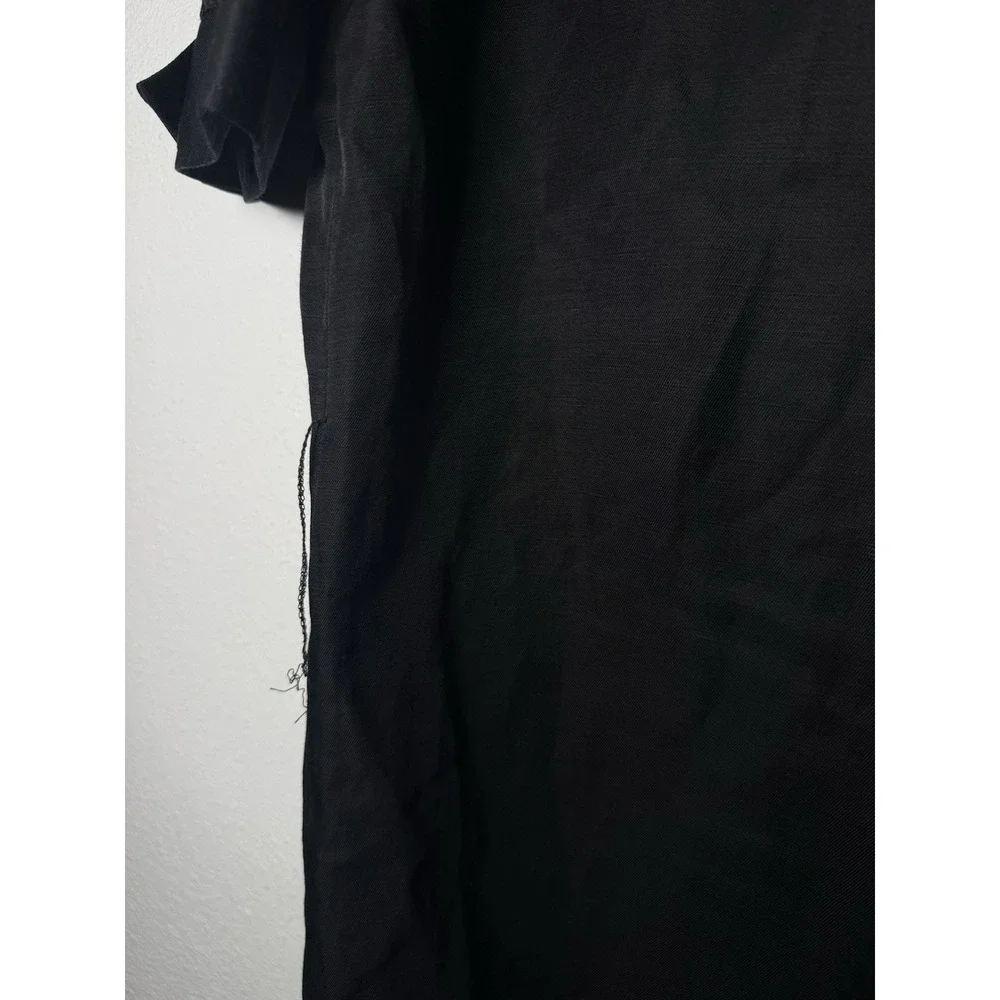 Sandro Paris Kunga Women's Black Snap Front Viscose Linen Dress Size 40/LG - Picture 12 of 13